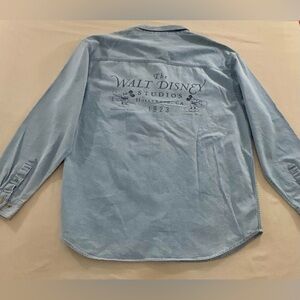 Vintage The Walt Disney Studios Denim Button Up Shirt Men's Medium Mickey Mouse